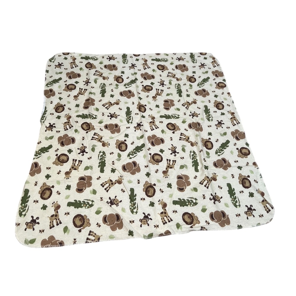 Little Bedding by NoJo Baby Blanket Safari Flannel Lightweight 30"x30" Cotton
